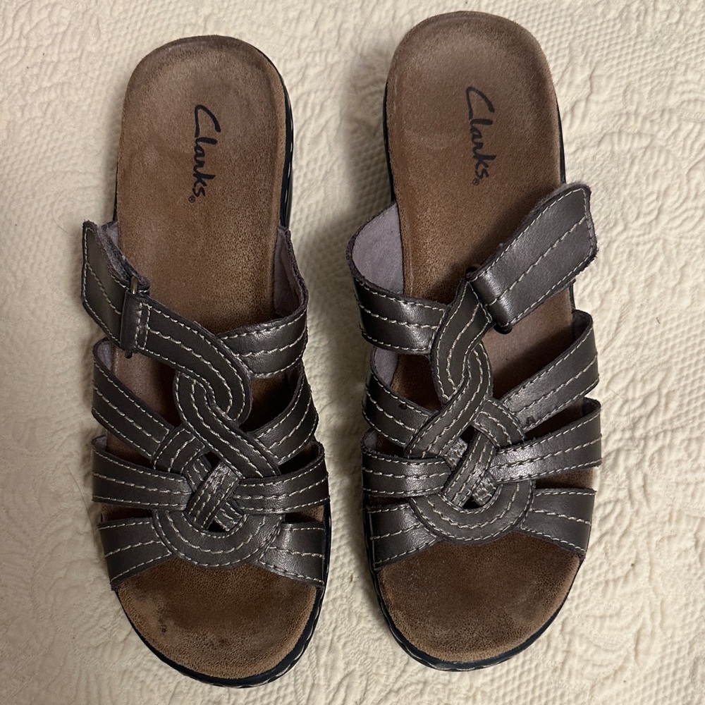 Clarks Women's Dark Brown Woven Sandals